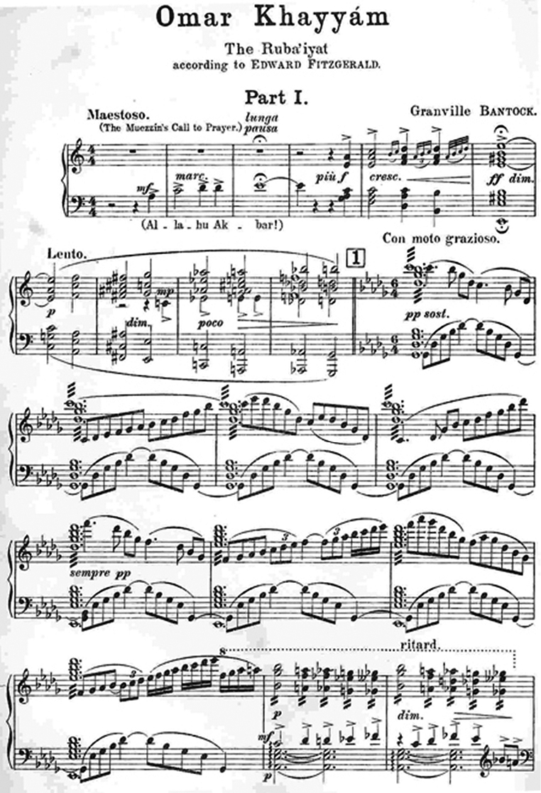 PLATE III First page of vocal score for Sir Granville Bantock’s oratorio “Omar Khayyam” (W. Breitkopf & Hartel, 1906).