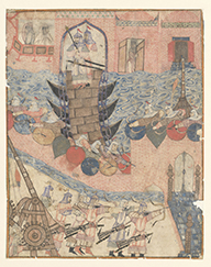 Figure 2. Capture of Baghdad. Staatsbibliothek zu Berlin - Preussicher Kulturbesitz, Orientabteilung, MS Diez A, fol. 70 S.7. Cf. Ipşiroğlu, pp. 17-18.