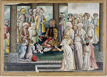 PLATE VII. “Distribution of Nowruz Gifts by Shah Solṭān-Ḥosayn,” Moḥammad ʿAli, 1720-21. © The Trustees of the British Museum, licensed under CC BY-NC-SA 4.0.