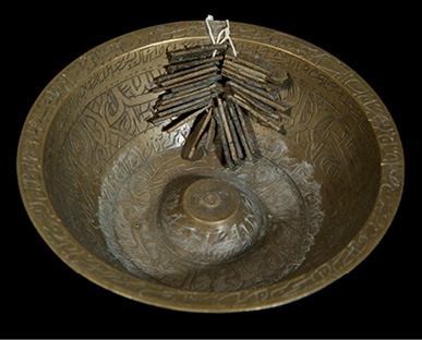 A 19th/early 20th century jām-e čehel kelid (bowl or cup of forty keys). 12.5 x 4 cm. Harvard University, Middle Eastern Division. Widener Library. Harvard College Library, 14124A13_0001. Provided by Harvard University.