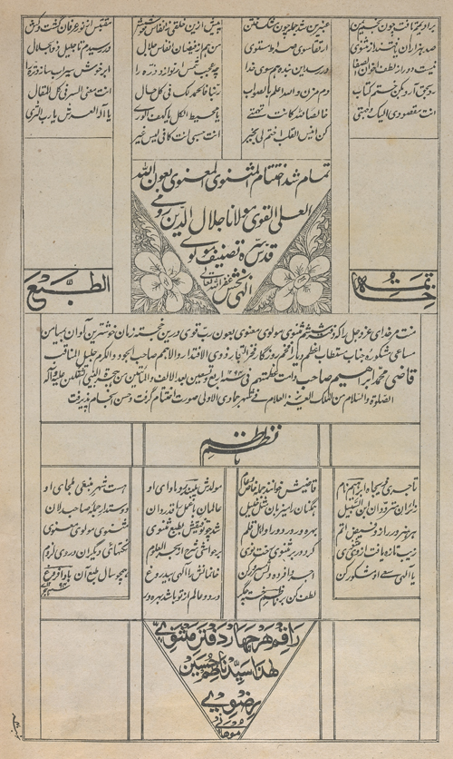 FIGURE 7. The colophon of the Maṯnawi-e maʿnawi of Jalāl-al-Din Rumi; Bombay, “Ḥeydari” printing house, 1292-94/1875-77.